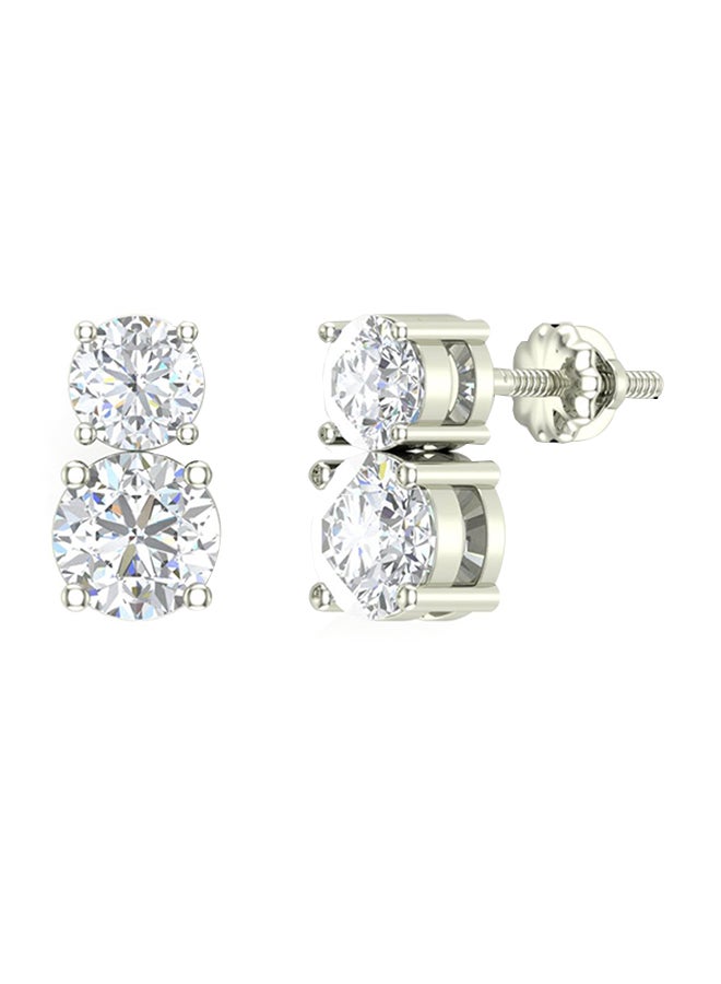 14 Karat Gold 925 Sterling Silver Stud Earrings With Cubic Zirconia