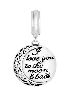 925 Sterling Silver I Love You To The Moon And Back Dangle Bead Charm Fit Bracelet