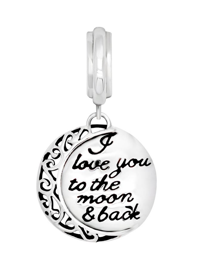 925Collections - 925 Sterling Silver I Love You To The Moon And Back Dangle Bead Charm Fit Bracelet - Image 1