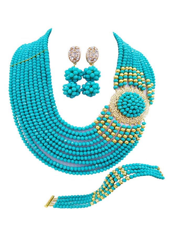 أكزوف طقم مجوهرات للزفاف بتصميم أفريقي نيجيري من خرز كريستال