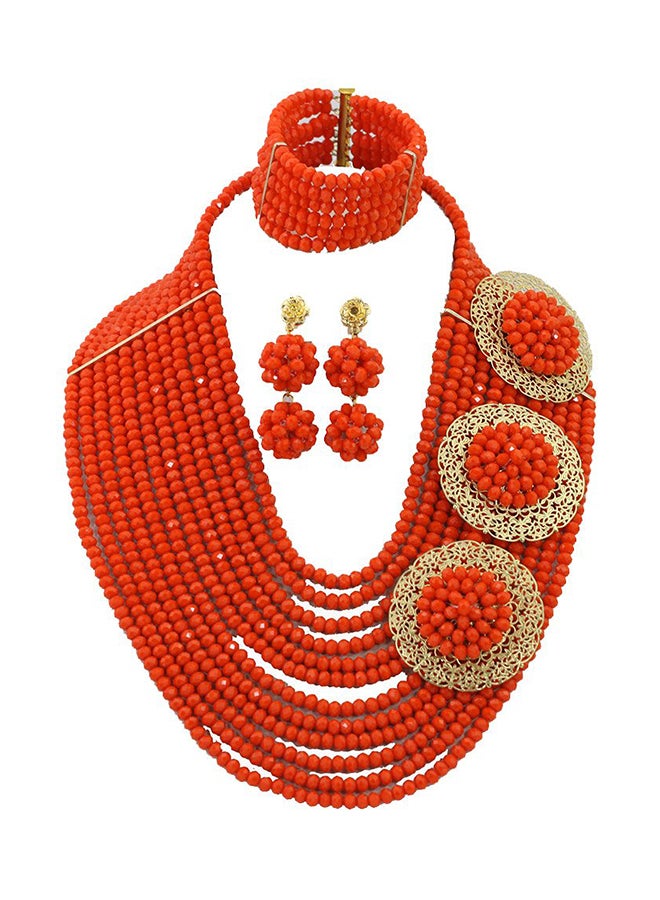 Africanbeads - Crystal African 12 Rows Nigerian Wedding Beads Necklace - Image 1