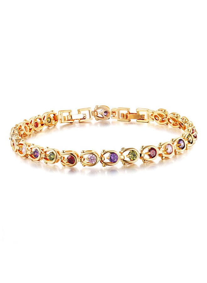 Aken Tech - 18 Karat Multi Gemstone And Diamond Tennis Bracelet - Image 1