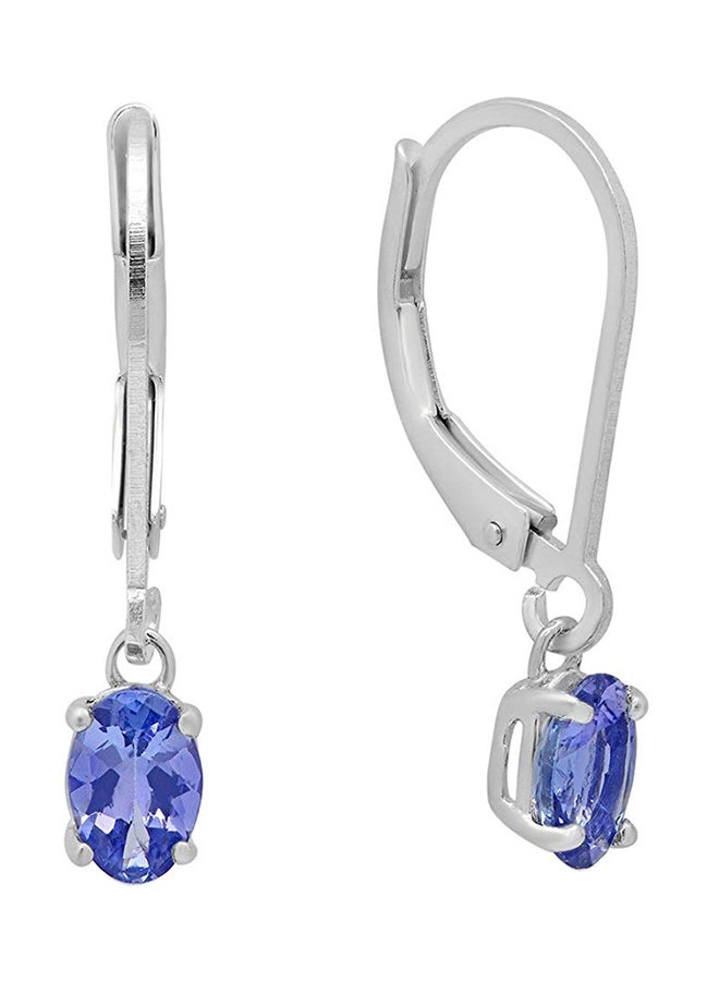 Amanda Rose Collection - Sterling Silver Genuine Tanzanite Lever Back Earrings - Image 1