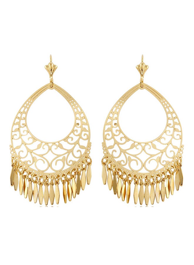 Barzel 18 Karat Gold Plated Filigree Cut Out Dangling Earrings