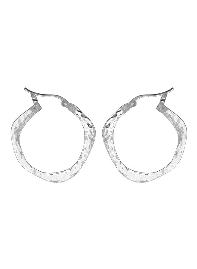 Boma - Sterling Silver Organic Hammered Texture Snap Down Hoop Earrings - Image 1
