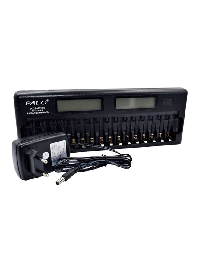 Palo LCD Battery Charger With 16 Battery Slot Black - Image 1