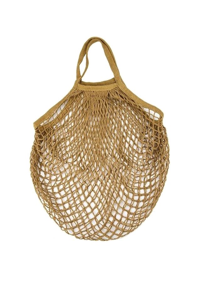 Mesh Net String Shopping Tote Bag Khaki