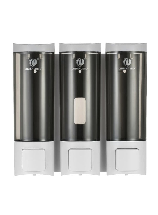 CHUANGDIAN - Wall-Mounted Triple Chamber Manual Soap Dispenser White/Black 7.72x7.79x2.52inch - Image 1