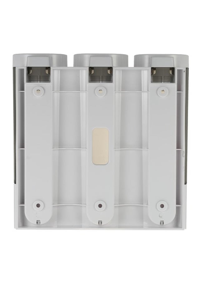 CHUANGDIAN - Wall-Mounted Triple Chamber Manual Soap Dispenser White/Black 7.72x7.79x2.52inch - Image 1