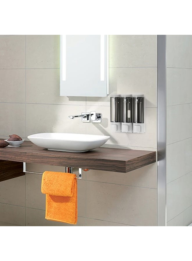 CHUANGDIAN - Wall-Mounted Triple Chamber Manual Soap Dispenser White/Black 7.72x7.79x2.52inch - Image 1