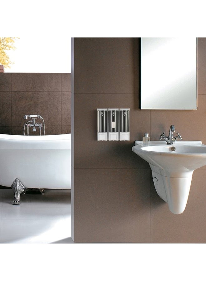 CHUANGDIAN - Wall-Mounted Triple Chamber Manual Soap Dispenser White/Black 7.72x7.79x2.52inch - Image 1