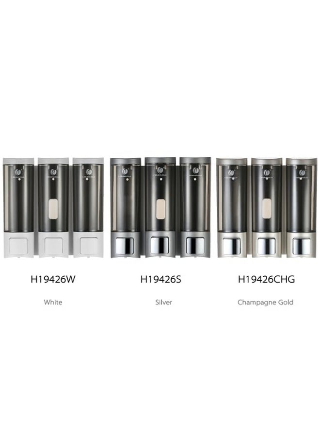 CHUANGDIAN - Wall-Mounted Triple Chamber Manual Soap Dispenser White/Black 7.72x7.79x2.52inch - Image 1