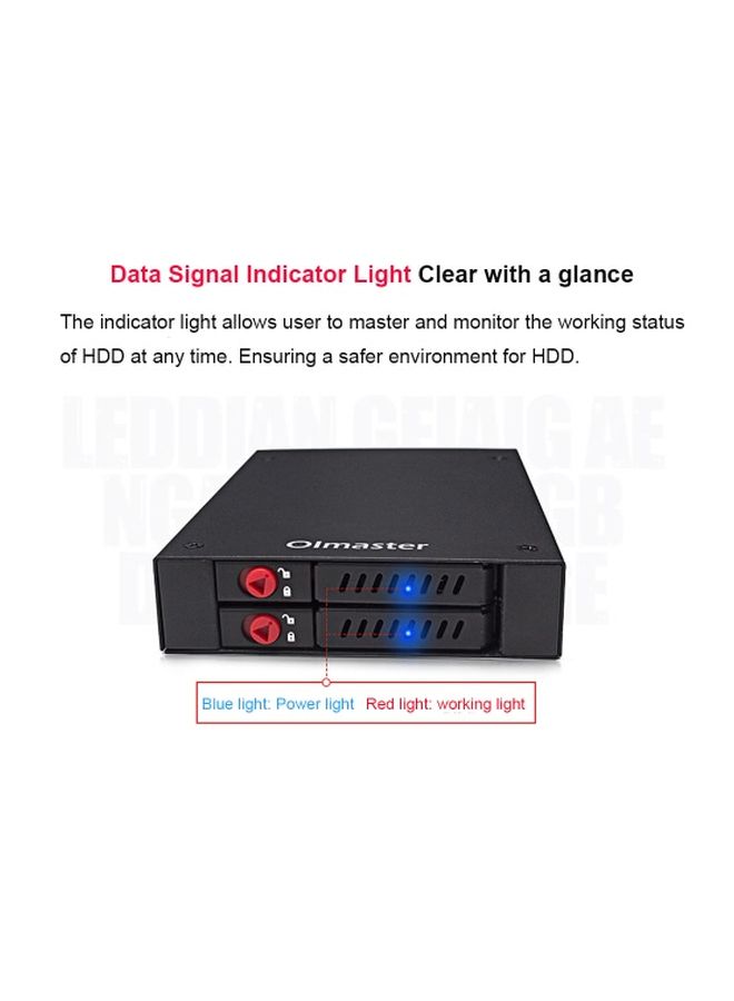 Olmaster - 2 Bays Mobile Rack With Key Lock LED Indicator Support Black - Image 1