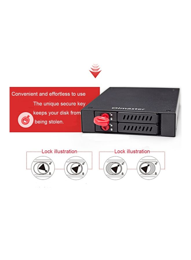 Olmaster - 2 Bays Mobile Rack With Key Lock LED Indicator Support Black - Image 1
