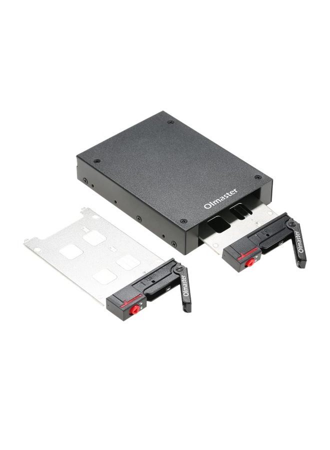 Olmaster - 2 Bays Mobile Rack With Key Lock LED Indicator Support Black - Image 1