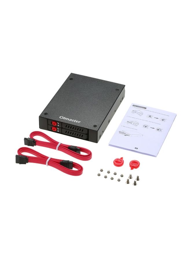 Olmaster - 2 Bays Mobile Rack With Key Lock LED Indicator Support Black - Image 1