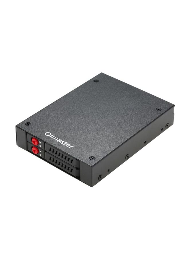 Olmaster - 2 Bays Mobile Rack With Key Lock LED Indicator Support Black - Image 1