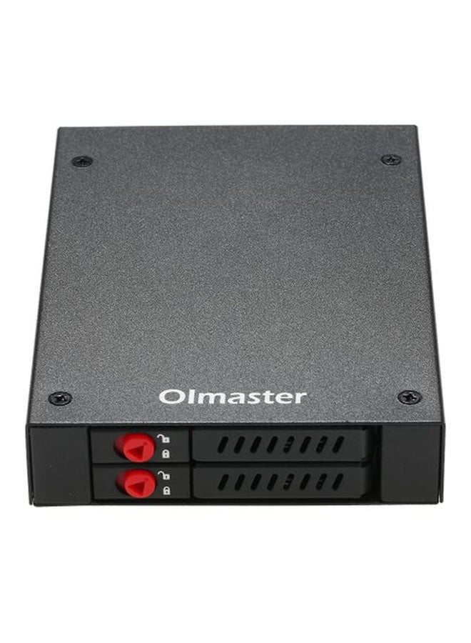 Olmaster - 2 Bays Mobile Rack With Key Lock LED Indicator Support Black - Image 1