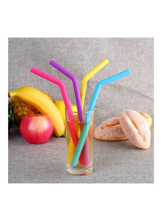 esonmus 10-Piece Reusable Straw Set Purple/Pink/Yellow 9.8inch - Image 2