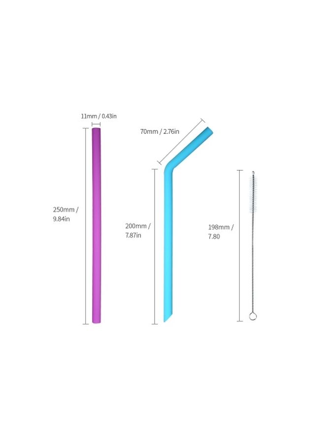 esonmus 10-Piece Reusable Straw Set Purple/Pink/Yellow 9.8inch - Image 5