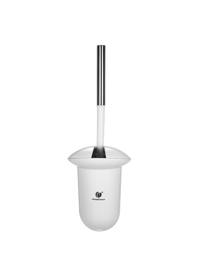 CHUANGDIAN Wall-mounted Hideaway Toilet Brush and Holder Bathroom Toilet Bowl Cleaning Tool White/Silver  - Image 2