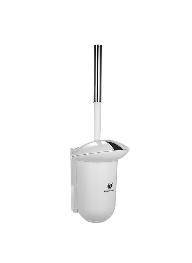 CHUANGDIAN Wall-mounted Hideaway Toilet Brush and Holder Bathroom Toilet Bowl Cleaning Tool White/Silver  - Image 3
