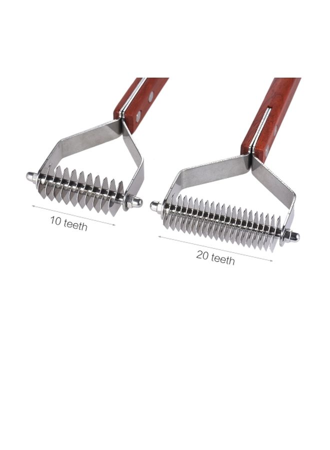 مشط تسريح الشعر للعناية بالحيوانات الأليفة مُكوَّن من 10 أسنان بني/فضي - Image 4