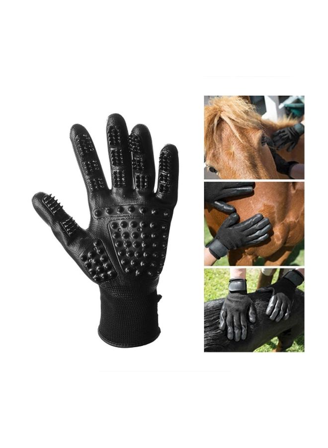 طقم قفازات للعناية بالحيوانات الأليفة مكون من قطعتين أسود - Image 4