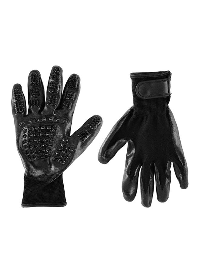 طقم قفازات للعناية بالحيوانات الأليفة مكون من قطعتين أسود - Image 1