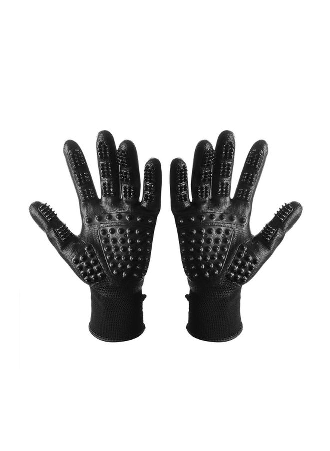 طقم قفازات للعناية بالحيوانات الأليفة مكون من قطعتين أسود - Image 3