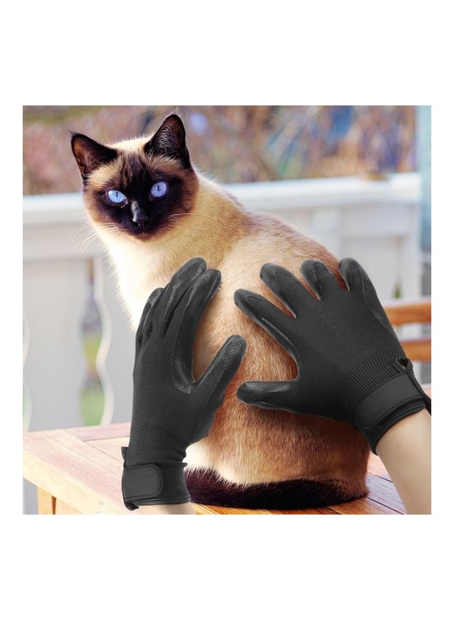 طقم قفازات للعناية بالحيوانات الأليفة مكون من قطعتين أسود - Image 5