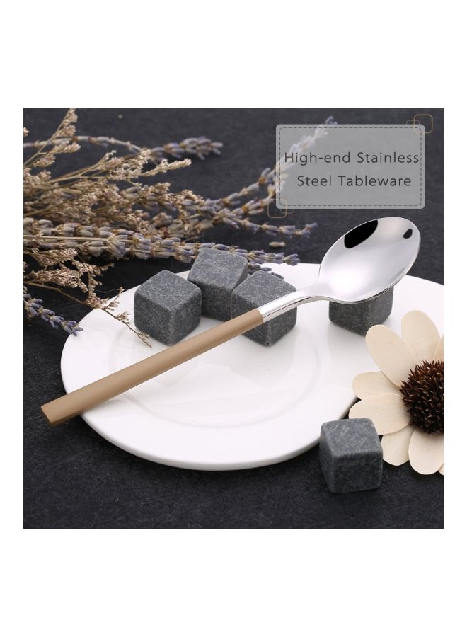 Stainless Steel Spoon Brown/Silver 14.8x2.8cm - Image 3