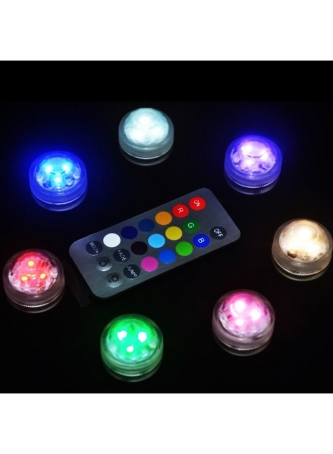 مصباح LED  قابل للتشغيل تحت الماء مع جهاز تحكم عن بعد عدد 12 قطعة متعدد الألوان - Image 3