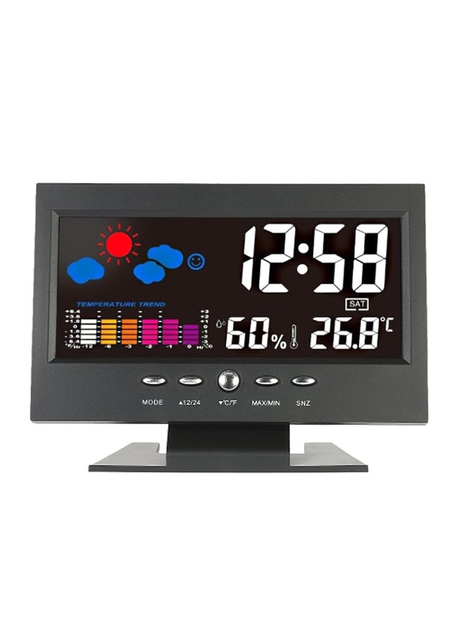 مقياس درجة حرارة رقمي متعدد الوظائف مزود بشاشة LCD أسود/فضي 14x10.5x5.2سم - Image 1