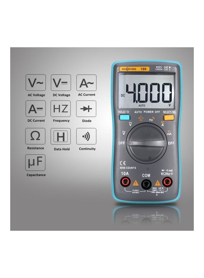 ريتش ميترز مقياس متعدد رقمي بشاشة LCD طراز RM100 أسود/أزرق 130x32x114سم - Image 5