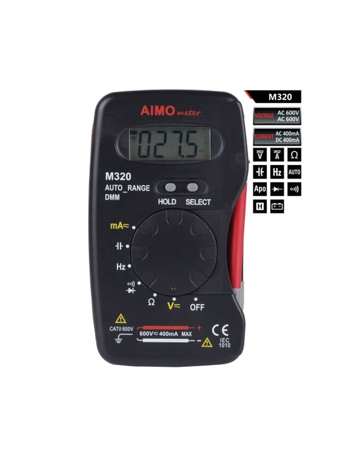 Pocket Size Handheld LCD Digital Multimeter Black/Red 12x2x7centimeter