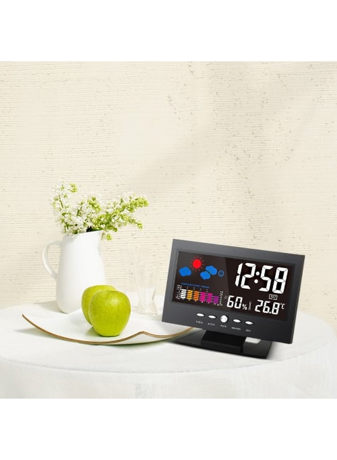 مقياس درجة حرارة رقمي متعدد الوظائف مزود بشاشة LCD أسود/فضي 14x10.5x5.2سم - Image 3
