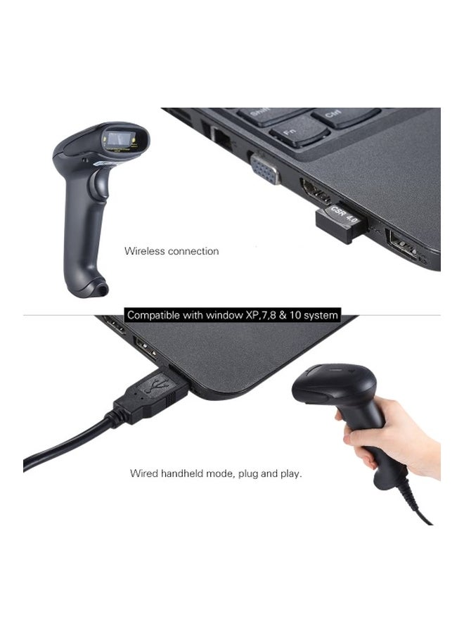 ماسح باركود ضوئي طراز 1D مع مستقبل USB أسود - Image 5