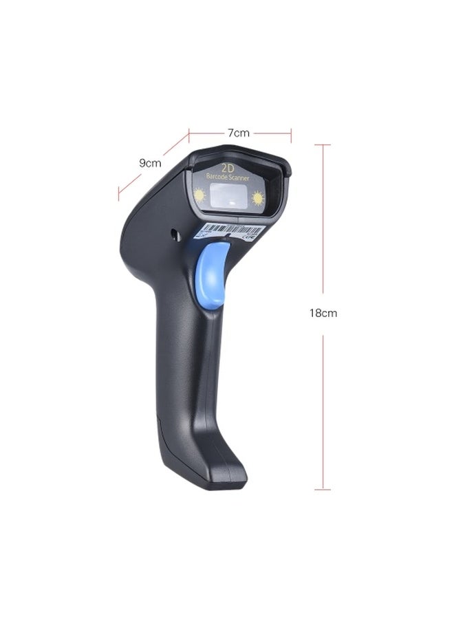Generic - Wireless 1D 2D QR Barcode Scanner With USB Receiver Black/Blue - Image 1