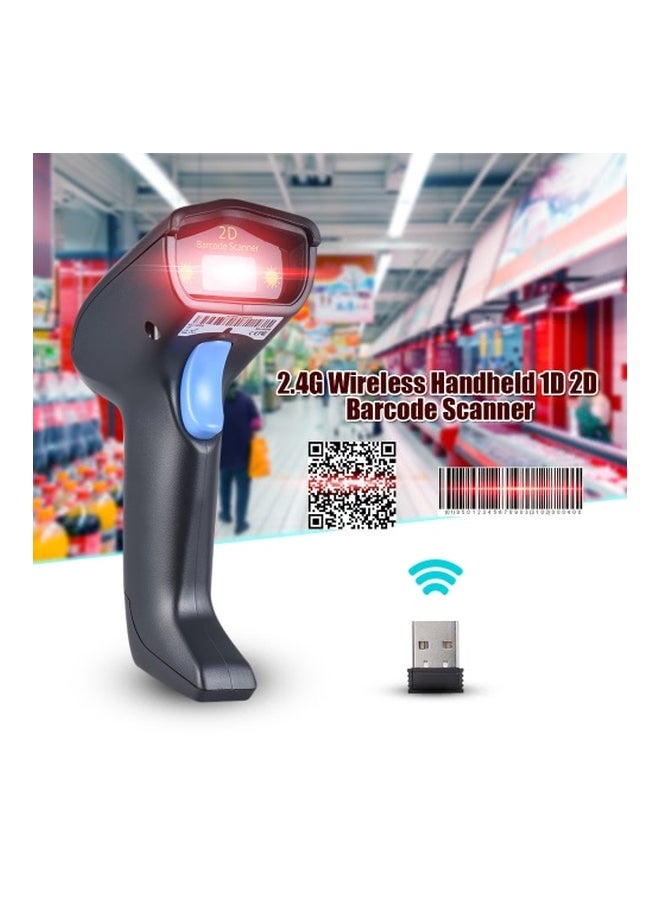 Generic - Wireless 1D 2D QR Barcode Scanner With USB Receiver Black/Blue - Image 1
