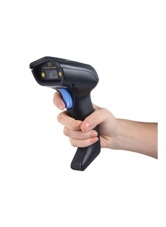 Generic - Wireless 1D 2D QR Barcode Scanner With USB Receiver Black/Blue - Image 1