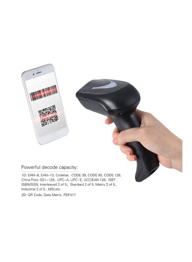 Generic - Wireless 1D 2D QR Barcode Scanner With USB Receiver Black/Blue - Image 1