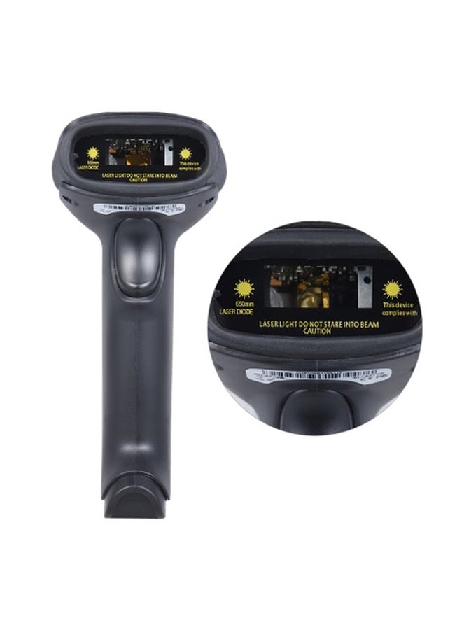 ماسح باركود ضوئي طراز 1D مع مستقبل USB أسود - Image 2