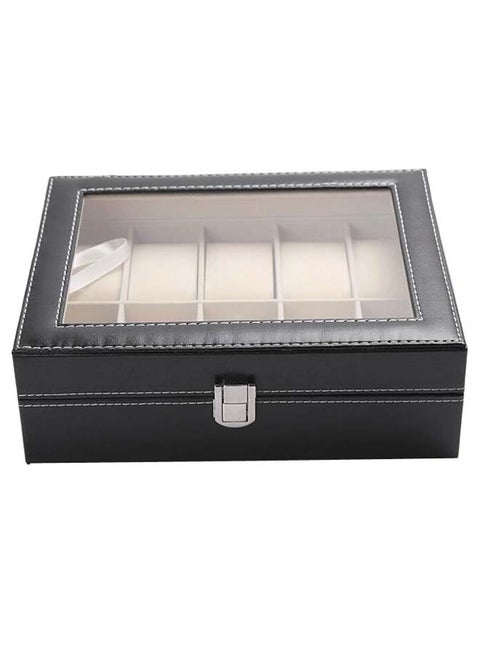unisex 10 Compartment Leather Watch Box Organizer