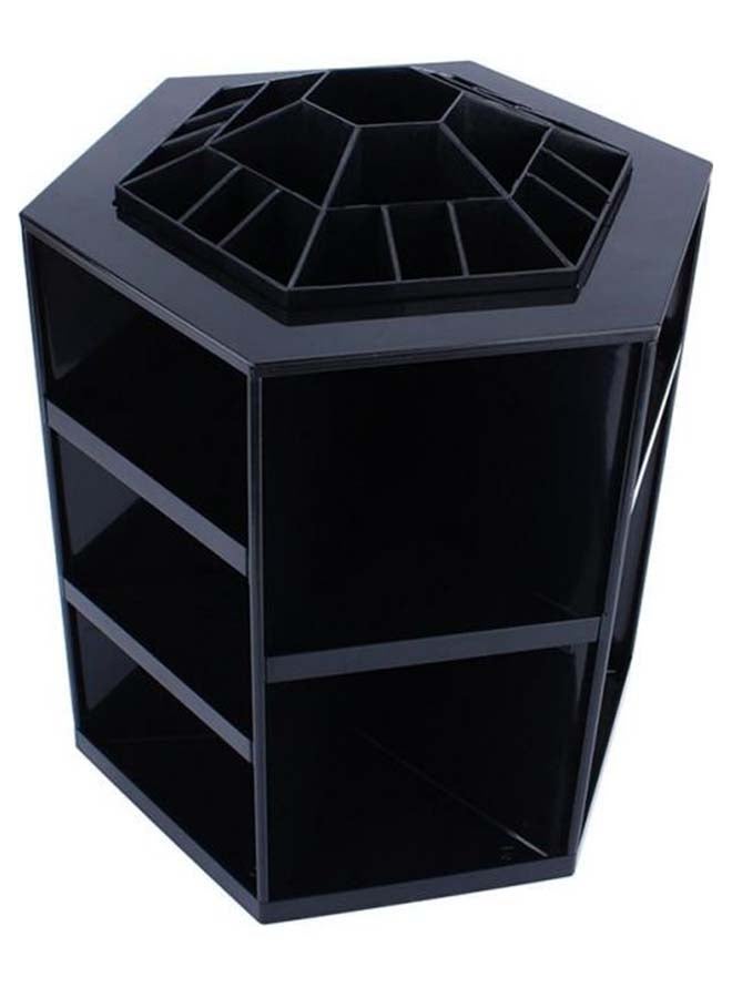 صندوق منظم لمستحضرات التجميل يدور 360 درجة أسود - Image 1