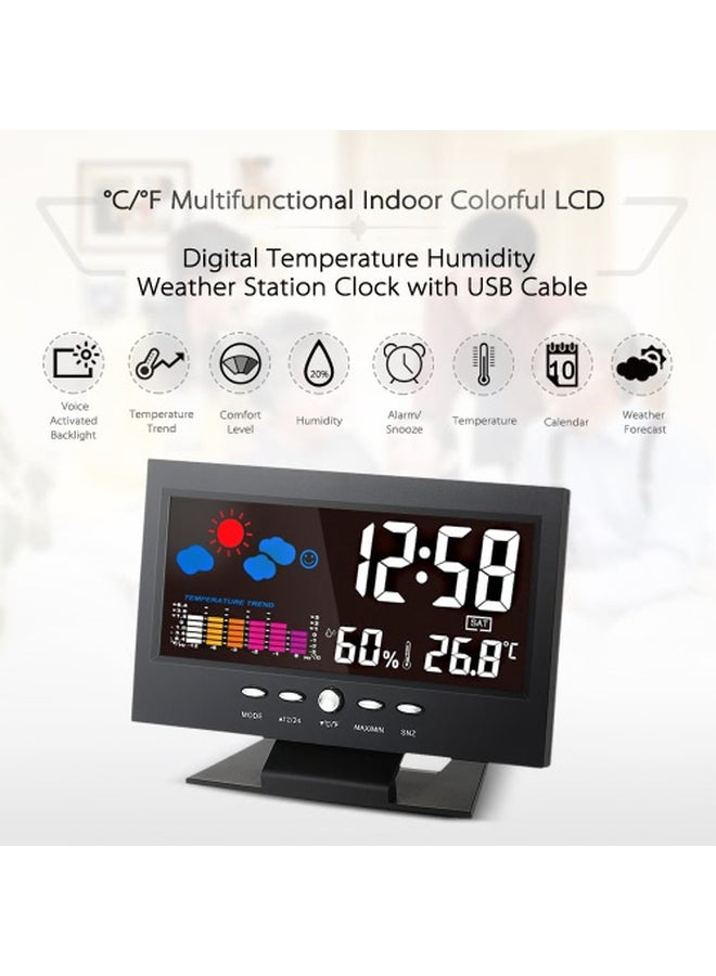 مقياس درجة حرارة رقمي متعدد الوظائف مزود بشاشة LCD أسود/فضي 14x10.5x5.2سم - Image 2