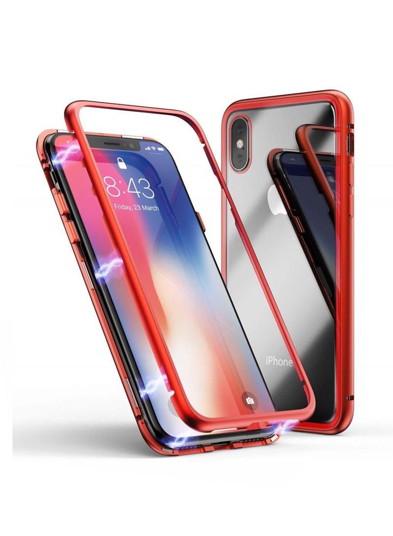 Muzz Case Cover With Screen Protector For Apple iPhone 10/X 5.5-Inch Red/Clear - Image 1