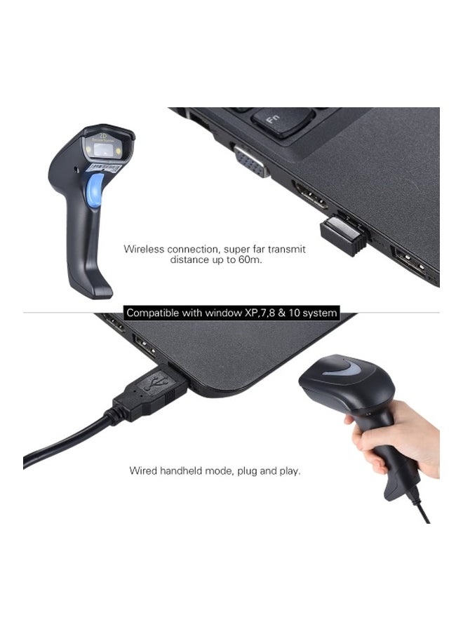 Generic - Wireless 1D 2D QR Barcode Scanner With USB Receiver Black/Blue - Image 1
