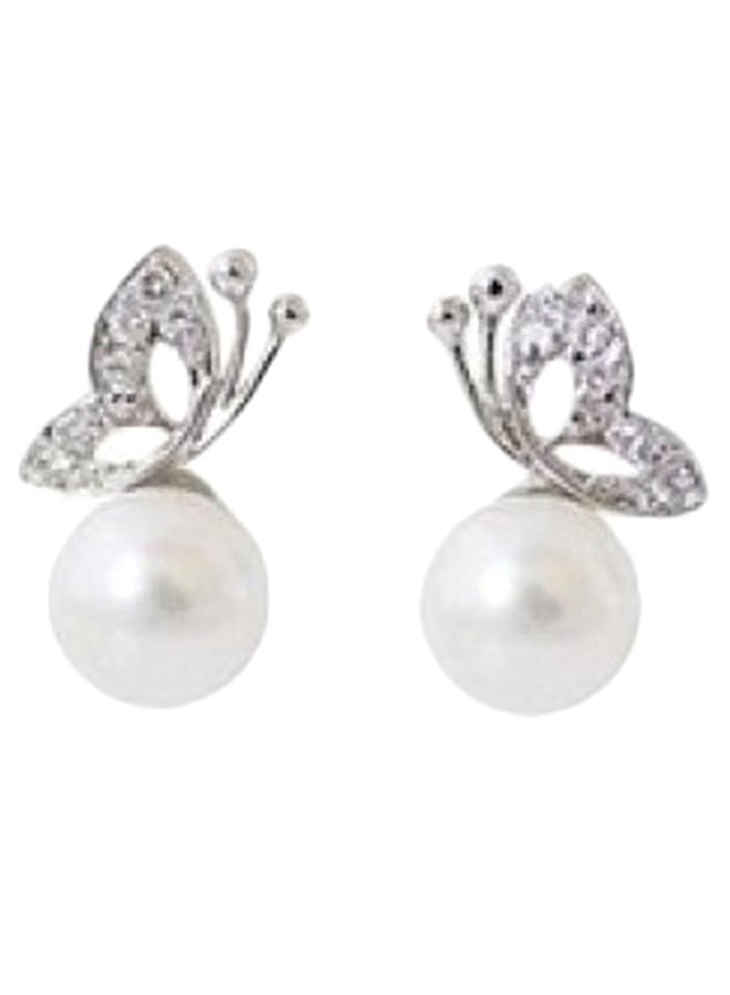 Generic - 18 Karat Gold Butterfly Pearl Necklace and Earrings - Image 1