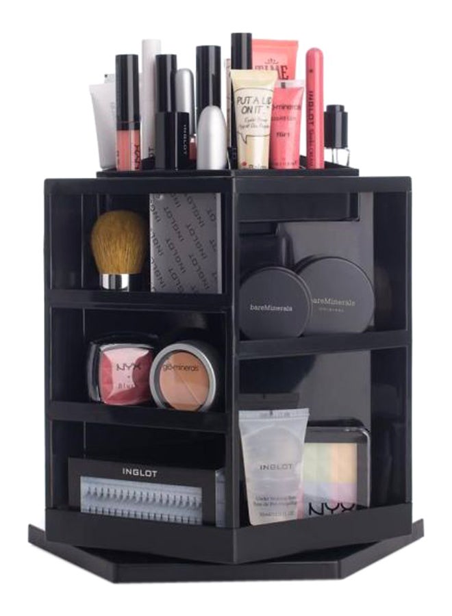 صندوق منظم لمستحضرات التجميل يدور 360 درجة أسود - Image 2